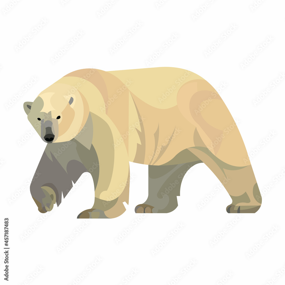 Large furry going polar bear with a raised paw Large furry going polar bear with a raised paw