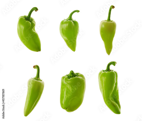 Set of fresh sweet green bell pepper  isolated on a white background (capsicum).
