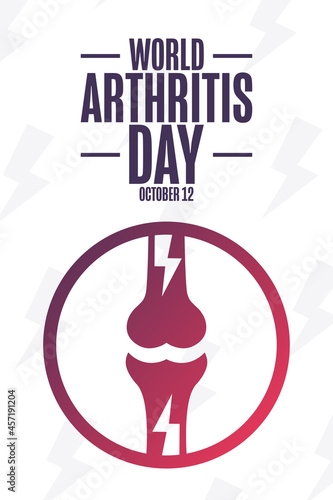 World Arthritis Day. October 12. Holiday concept. Template for background, banner, card, poster with text inscription. Vector EPS10 illustration.