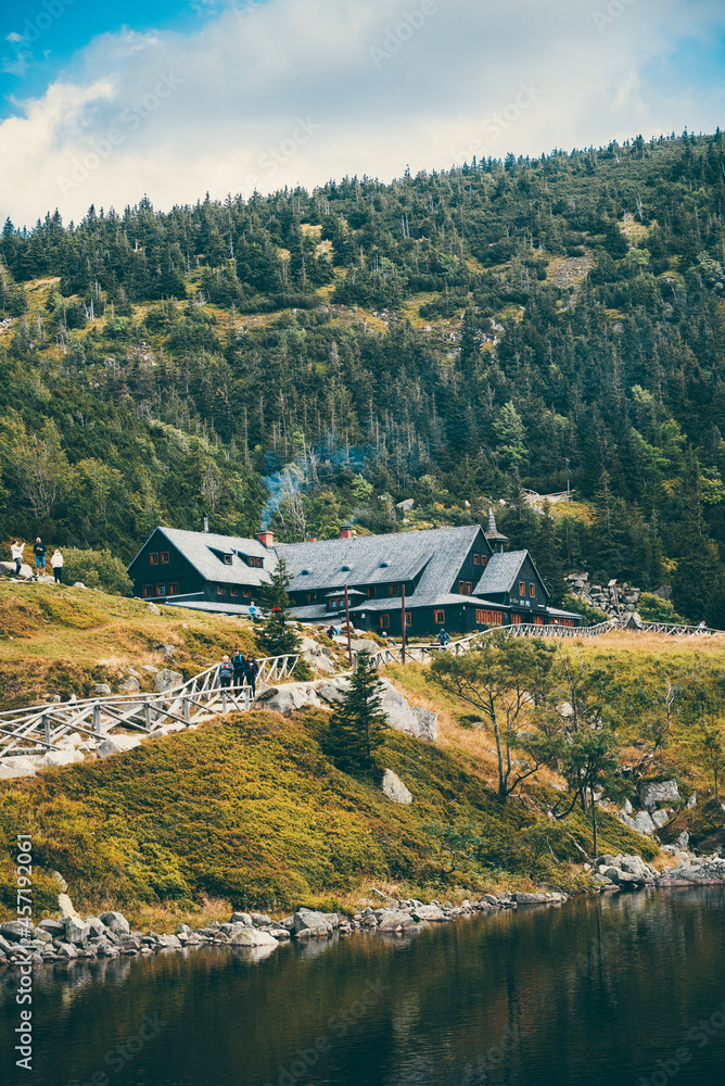 Fototapeta premium Samotnia refuge - The buildings that preceded the current Samotnia Refuge had been standing far before the arrival beside the Small Pond (Mały Staw) of the present leaseholders