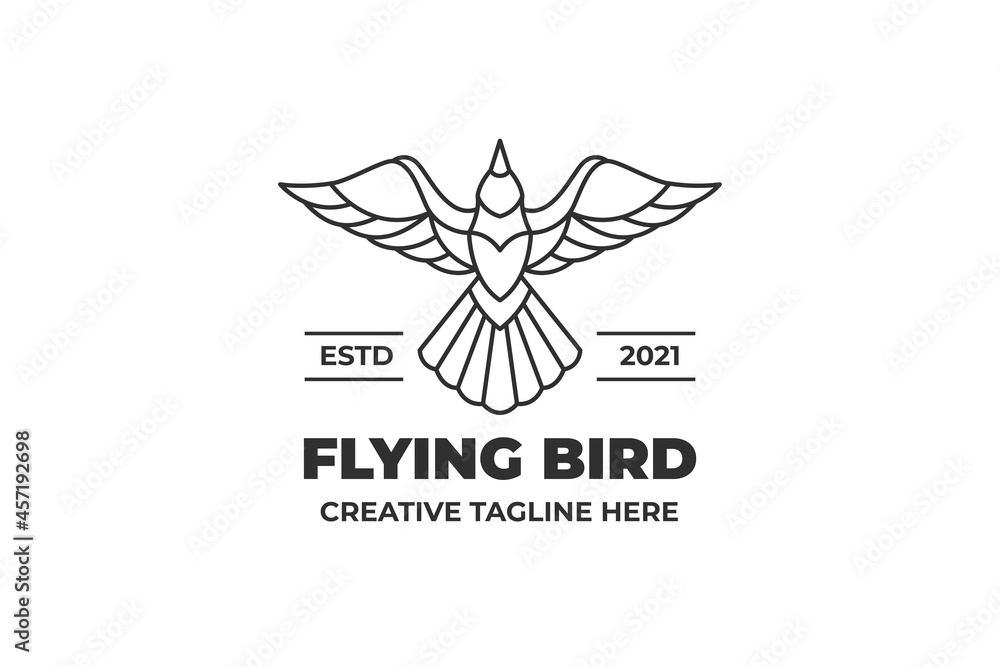 Fototapeta premium Flying Bird Animal Monoline Logo
