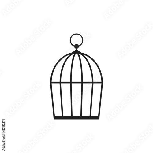 Locked bird cage icon. Trap, imprisonment, jail concept. Empty cage.