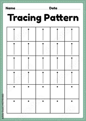 Tracing pattern standing lines worksheet for kindergarten, preschool and Montessori school kids to improve handwriting practice activities in a printable page.