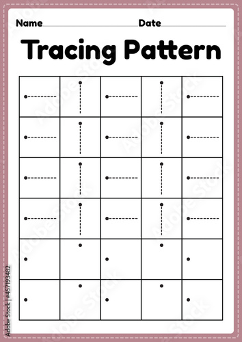 Tracing pattern sleeping and standing lines worksheet for kindergarten, preschool and Montessori school kids to improve handwriting practice activities in a printable page.