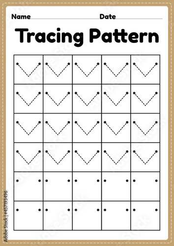 Tracing pattern lines worksheet for kindergarten, preschool and Montessori school kids to improve handwriting practice activities in a printable page.