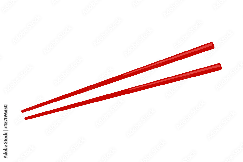 Red chopsticks in vector icon Red chopsticks in vector icon