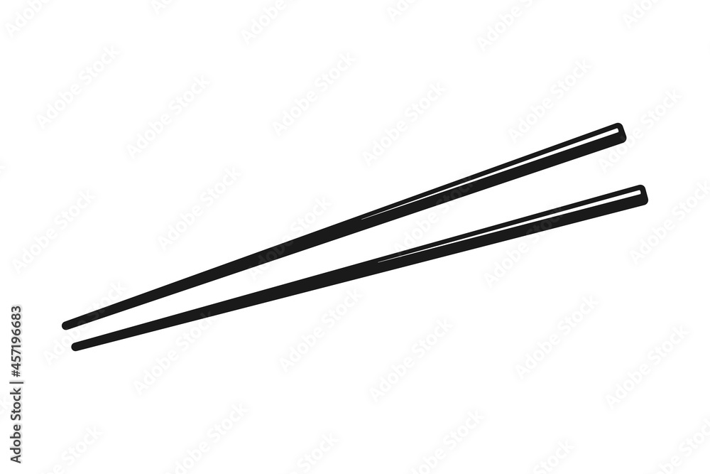 Chopsticks silhouette in vector icon Chopsticks silhouette in vector icon