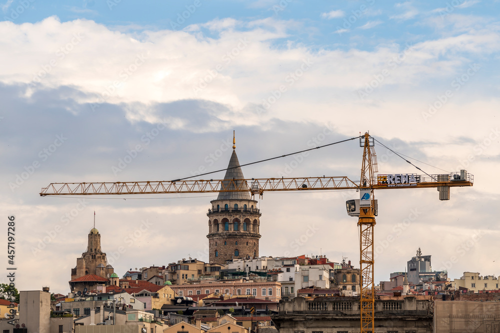 Galata tower and construction crane