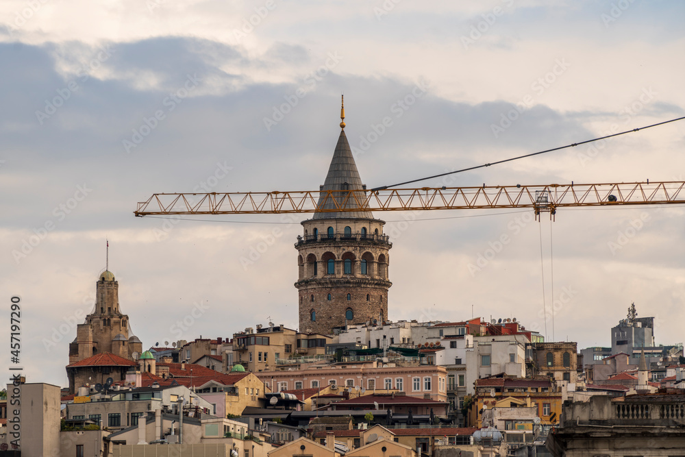 Galata tower and construction crane