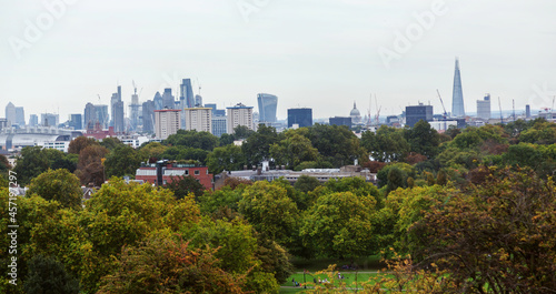 Regents Park, London, England - September 24, 2017 - London’s Regents Park Skyline View From Primrose Hill