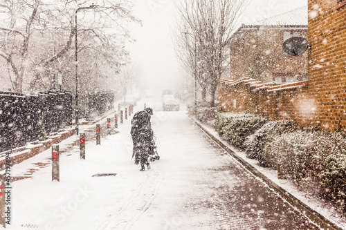 Wall Mural Wembley, London, England - February 28, 2018 - A Snowy Blizzard On A Winter's Da