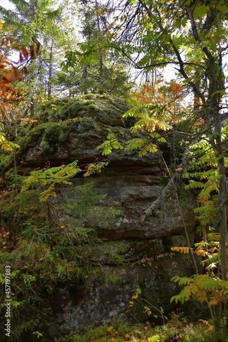 Bizarre stone outliers of the Kamenny Gorod tract  Gremyachinsky district  Perm Territory 