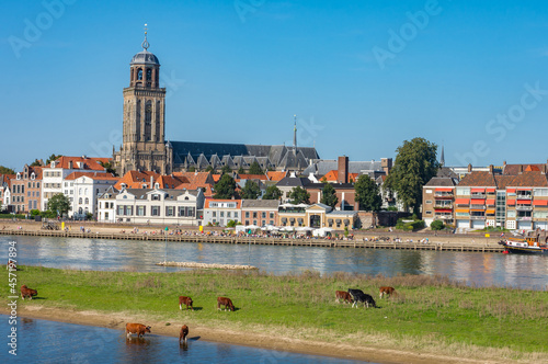 Cityscape of Deventer with St Lebuïnus Church and Ijssel river photo