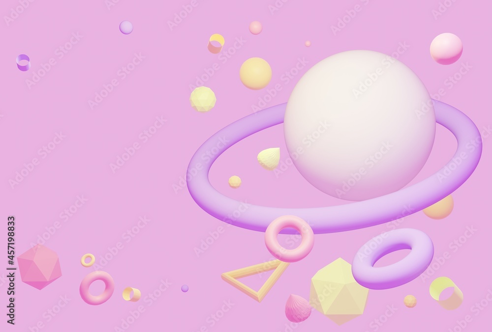 3D beautifully rendered abstract object composition on isolated pastel pink background