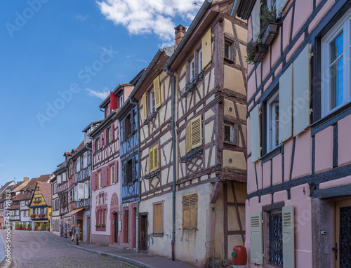 Colmar, France - 09 16 2021: Typical houses and colorful facades in downtown © Franck Legros