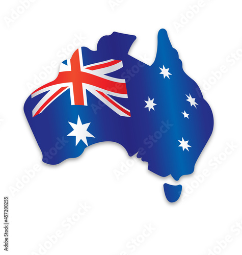 australian flag in map shape australia