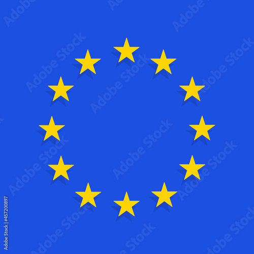Vector flag of the European Union. Blue background and yellow stars. European union star. European union vector background.