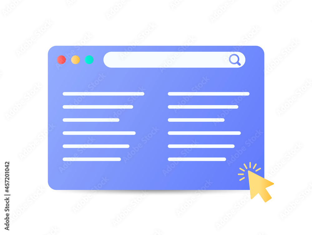 Modern browser window design isolated on white background. Web window screen mockup. Internet empty page concept with shadow. Vector illustration. Modern browser window design isolated on white background. Web window screen mockup. Internet empty page concept with shadow. Vector illustration.