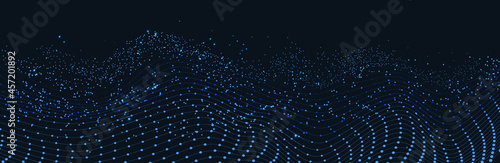 Cryptocurrency fintech network blockchain and programming concept. Science background. onnecting dots . Big data visualization and Business .Vector illustration. music wave