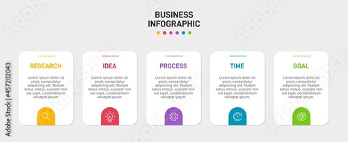 Infographic design with icons and 5 options or steps. Thin line vector. Infographics business concept. Can be used for info graphics, flow charts, presentations, web sites, banners, printed materials.