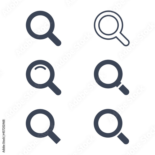 Search icon. Magnifying glass icon, vector magnifier or loupe sign. Set icon magnifier search.