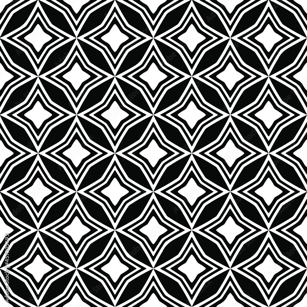 Seamless vector pattern in geometric ornamental style. Black  ornament.