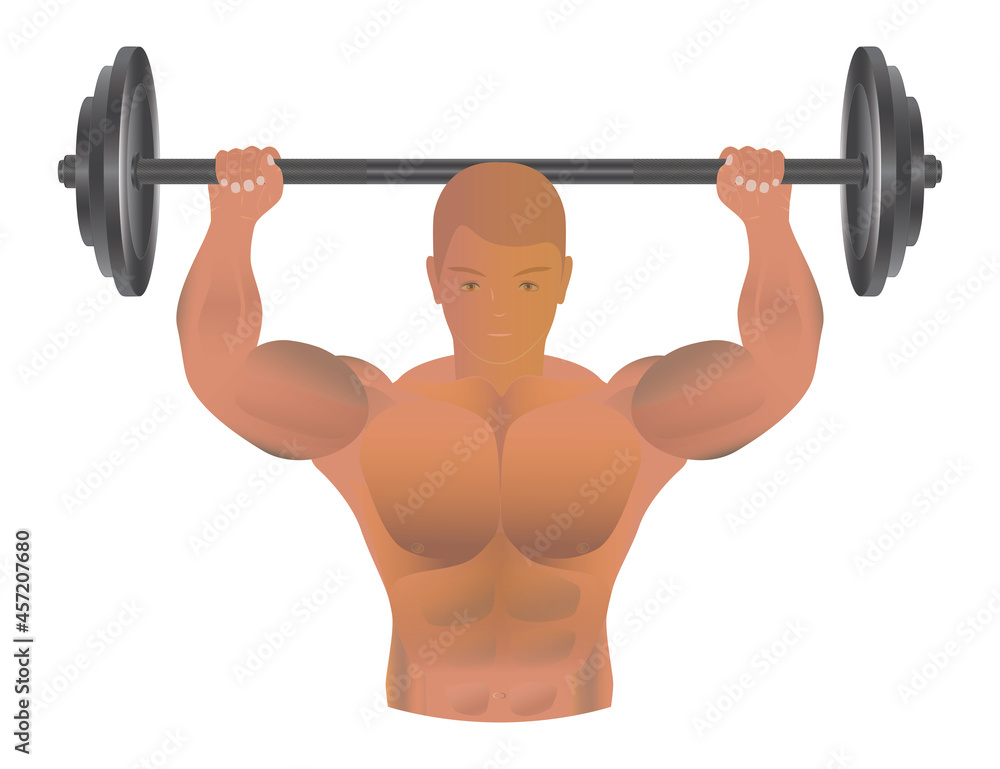 Athlete with a barbell in his hands. Athlete with a barbell in his hands.