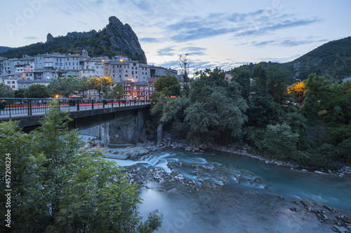 Aerial view of the Buech River at Serres, France