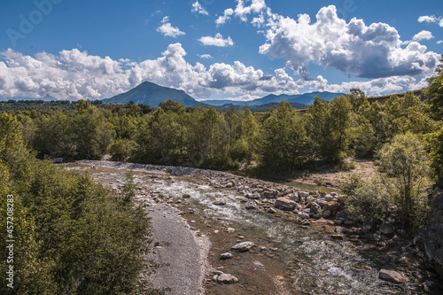 Aerial view of the Buech River at Serres, France