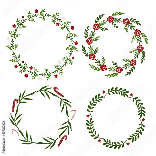 Christmas wreath design.  Vector illustration.