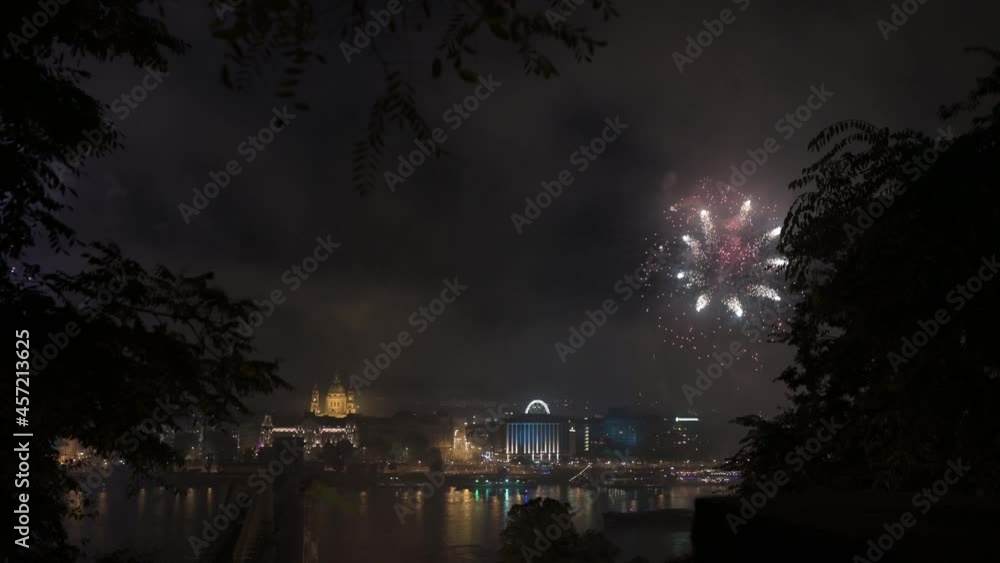 Fireworks in Budapest on St. Stephen's day. Fireworks in Budapest on St. Stephen's day.