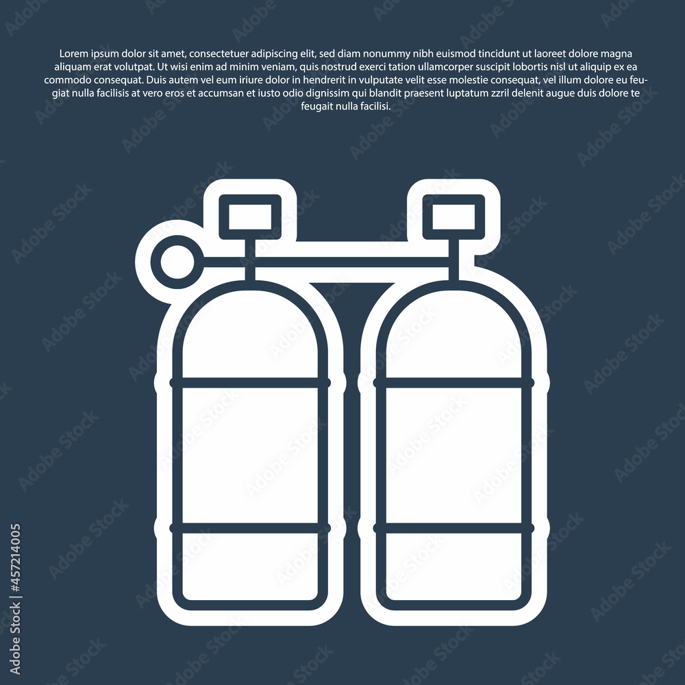 Blue line Aqualung icon isolated on blue background. Oxygen tank for diver. Diving equipment. Extreme sport. Diving underwater equipment. Vector Blue line Aqualung icon isolated on blue background. Oxygen tank for diver. Diving equipment. Extreme sport. Diving underwater equipment. Vector