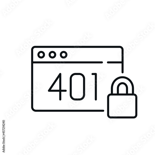 401 error linear icon. Website. Thin line customizable illustration. Contour symbol. Vector isolated outline drawing. Editable stroke