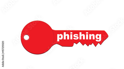 Roter Phishing Schlüssel,
Vektor Illustration isoliert auf weißem Hintergrund
