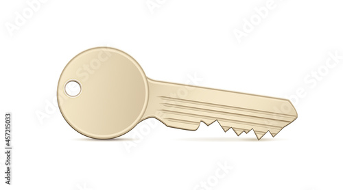 Goldener Türschlüssel,
Vektor Illustration isoliert auf weißem Hintergrund
