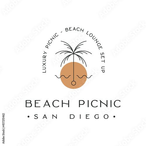 Luxury beach picnic lounge set up logo design inspiration