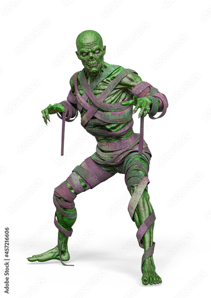 mummy in action on white background mummy in action on white background