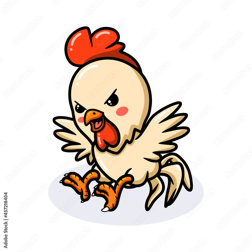 Fototapeta premium Cute angry little rooster cartoon