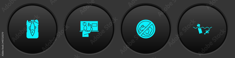 Set Stop ocean plastic pollution, , No trash and Problem of the icon. Vector Set Stop ocean plastic pollution, , No trash and Problem of the icon. Vector