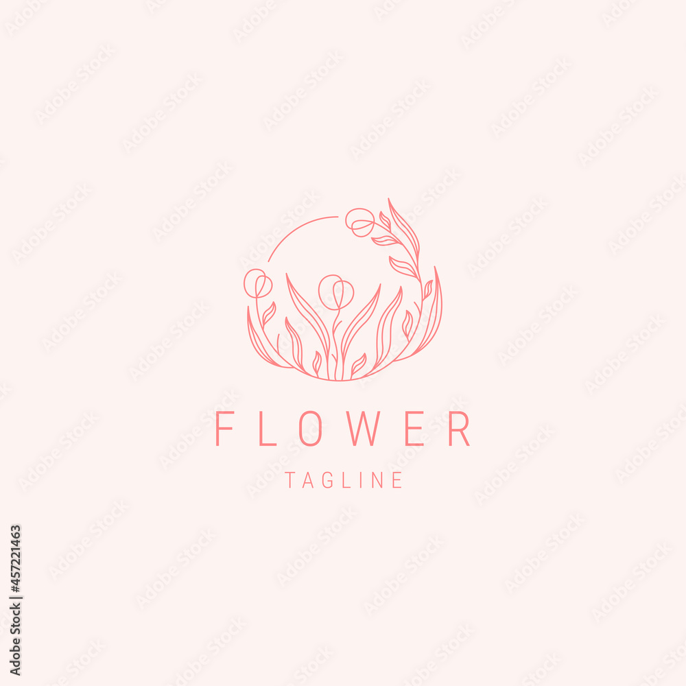 Fototapeta premium flower, line, nature, symbol, luxury, logo, design, template, elegant, leaf, identity, boutique, cosmetics, feminine, floral, vector, beauty, business, ornament, spa, yoga, icon, organic, shop, emblem
