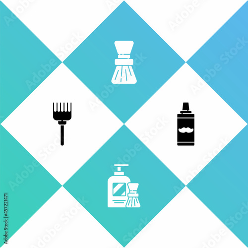 Set Hairbrush, Shaving gel foam and, and icon. Vector