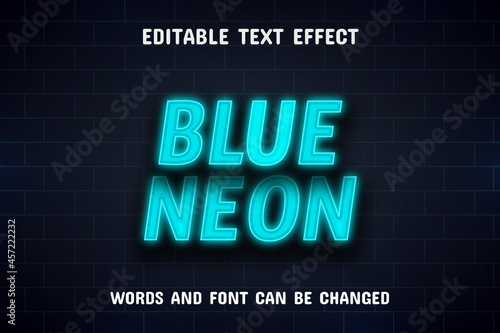 Blue neon text effect editable