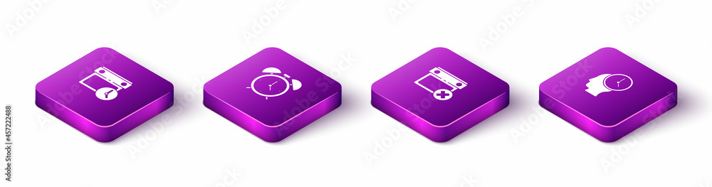 Set Isometric Calendar and clock, Alarm, date delete and Time Management icon. Vector Set Isometric Calendar and clock, Alarm, date delete and Time Management icon. Vector