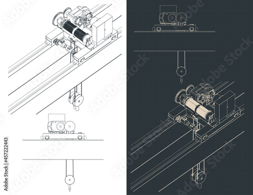 Double girder overhead crane electric chain hoist blueprints