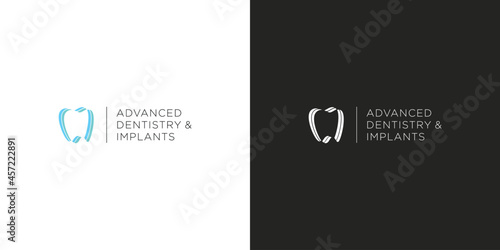 Modern and unique dental and dental implant logo
