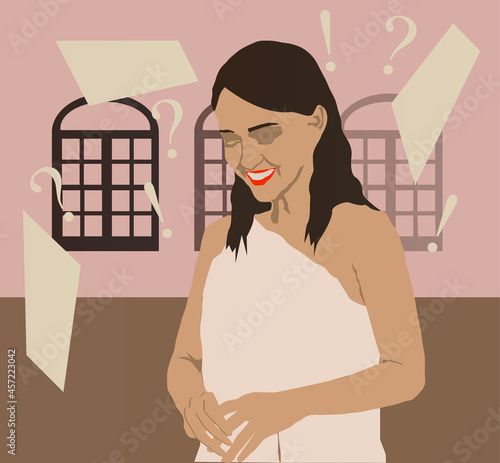 Illustration of a woman smiling and laughing