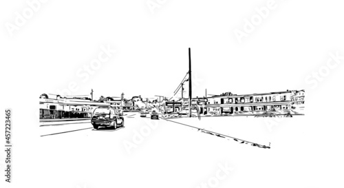 Building view with landmark of Lancaster is the 
city in Pennsylvania. Hand drawn sketch illustration in vector.