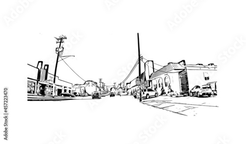 Building view with landmark of Lancaster is the 
city in Pennsylvania. Hand drawn sketch illustration in vector. photo