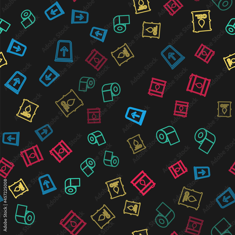 Set line Send to the trash, Toilet paper roll, Oil barrel and on seamless pattern. Vector Set line Send to the trash, Toilet paper roll, Oil barrel and on seamless pattern. Vector