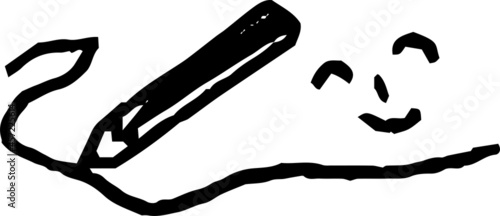 子供が描いた鉛筆のかわいい落書き 線を引く